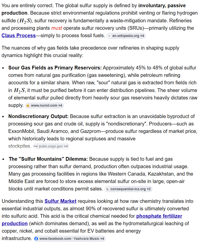 The supply side of global sulfur: Passive production, gas fields more crucial than refineries